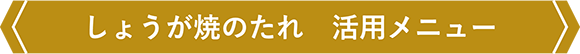 しょうが焼のたれ　活用メニュー